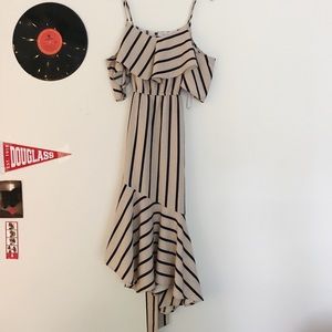 Pink And Black Off the Shoulder Summer Dress